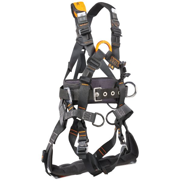 TRITON Tower Harness Aluminum Back & Side D-rings, Sternal Comfort Ring, Quick connect buckles, Back & Shoulder Pads with gear loops and removable belt, 4-motion confort design. Includes comfortable suspension seat.