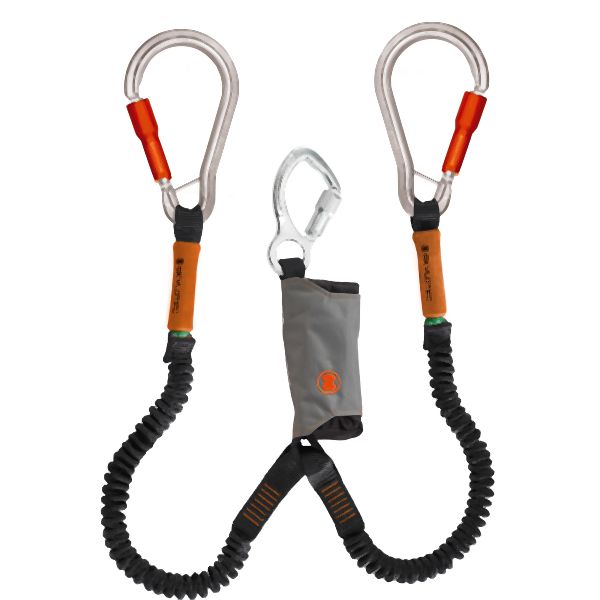 SKYSAFE PRO FLEX ALU, Double Leg with Two Large Aluminum Round Carabiners.