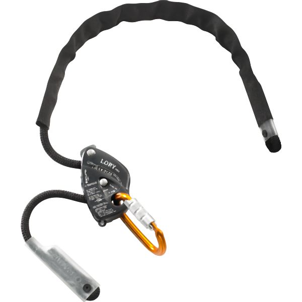 Lory PRO Work Pos./Descender with 2 or 3 meter rope, 2 sewn eyes, and protective sheath.
