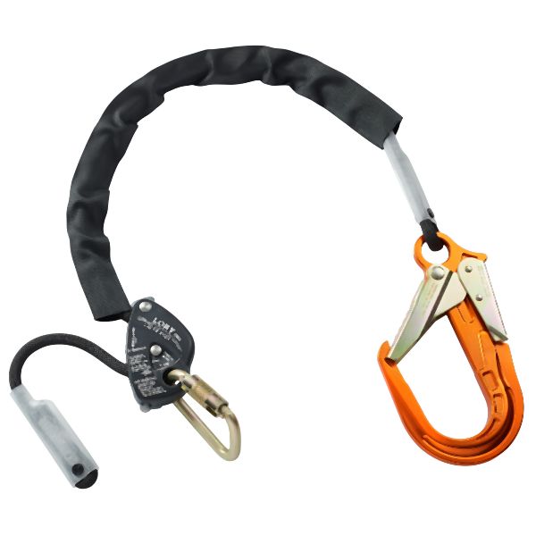 Lory PRO Work Pos./Descender with 1.5, 2, 3 or 5 meter rope & ANSI Z359.12 Aluminum Rebar Hook & protective sheath.